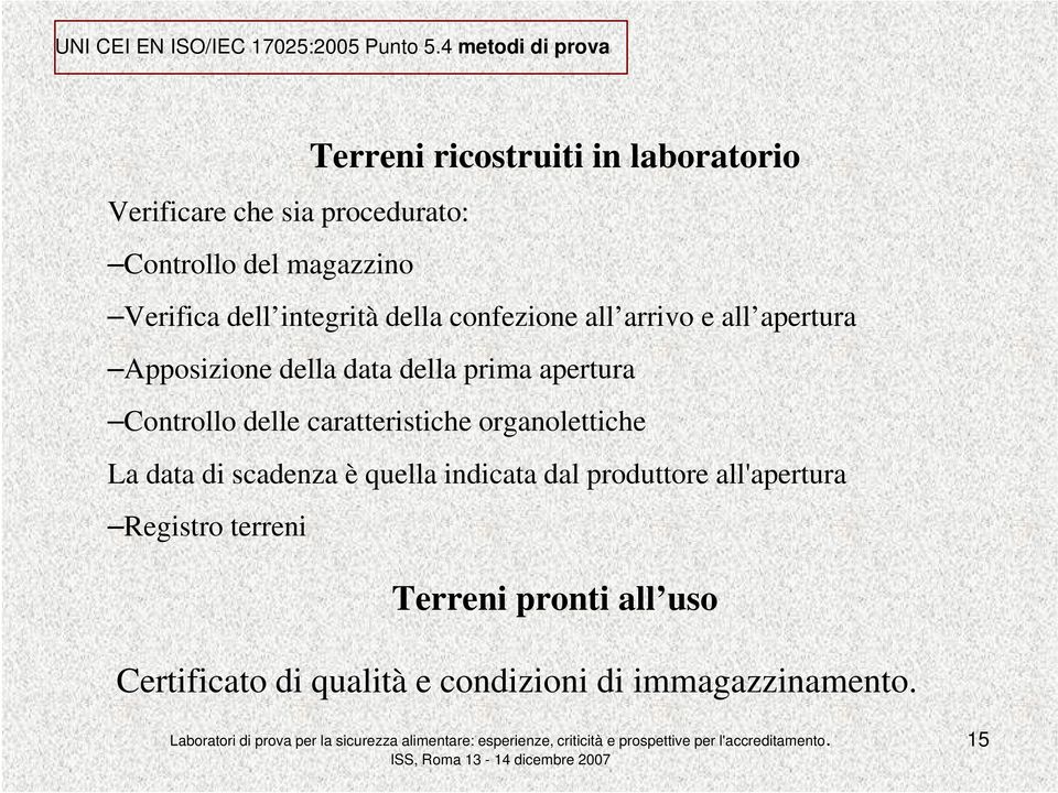 dell integrità della confezione all arrivo e all apertura Apposizione della data della prima apertura Controllo delle