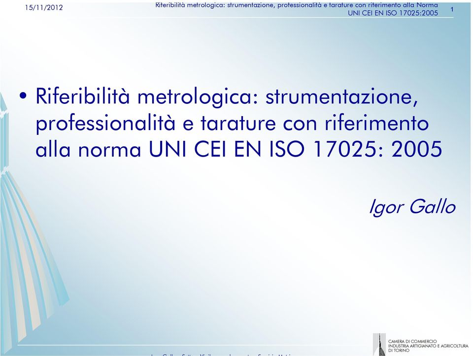 tarature con riferimento alla