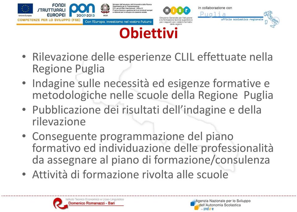 dell indagine e della rilevazione Conseguente programmazione del piano formativo ed individuazione