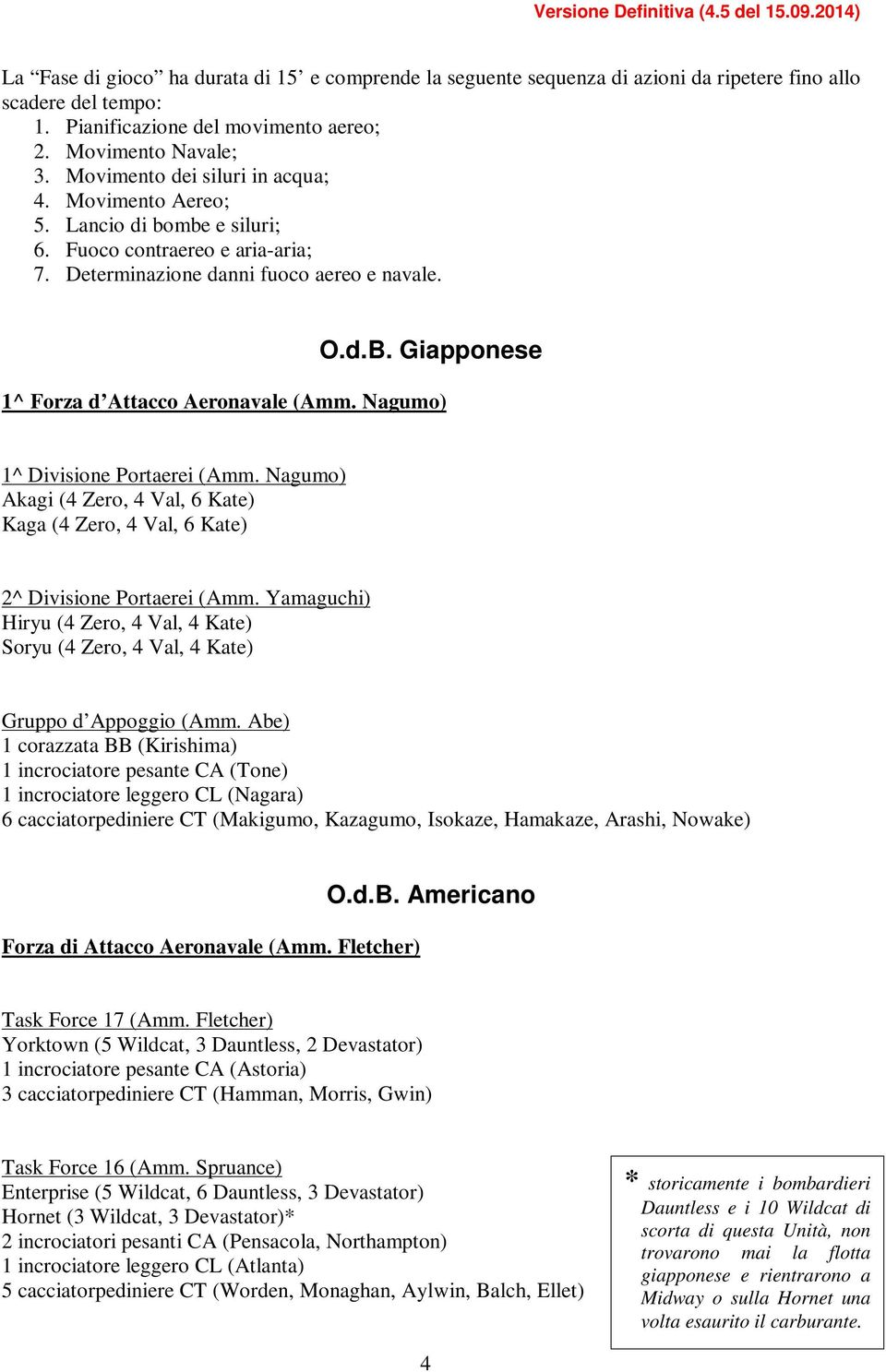 Giapponese 1^ Forza d Attacco Aeronavale (Amm. Nagumo) 1^ Divisione Portaerei (Amm. Nagumo) Akagi (4 Zero, 4 Val, 6 Kate) Kaga (4 Zero, 4 Val, 6 Kate) 2^ Divisione Portaerei (Amm.