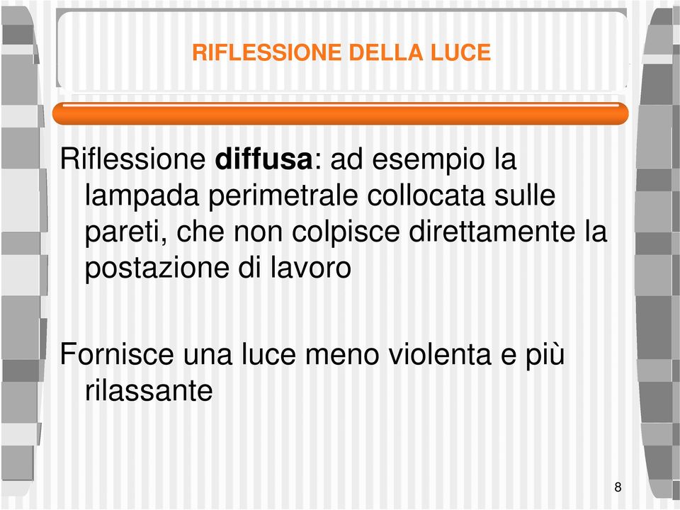 pareti, che non colpisce direttamente la postazione