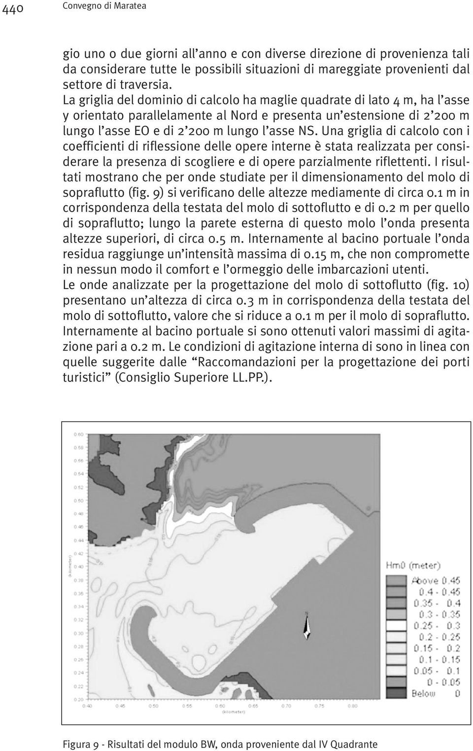 Una griglia di calcolo con i coefficienti di riflessione delle opere interne è stata realizzata per considerare la presenza di scogliere e di opere parzialmente riflettenti.