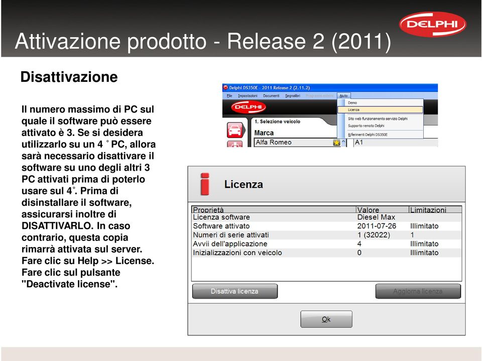 attivati prima di poterlo usare sul 4. Prima di disinstallare il software, assicurarsi inoltre di DISATTIVARLO.