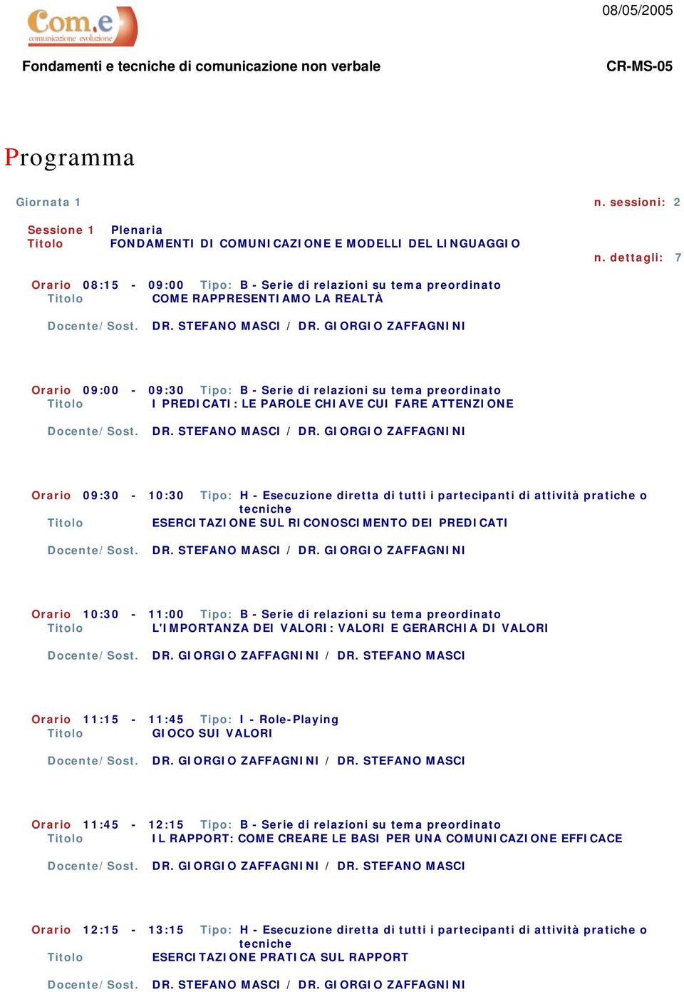 PAROLE CHIAVE CUI FARE ATTENZIONE Orario 09:30-10:30 Tipo: H - Esecuzione diretta di tutti i partecipanti di attività pratiche o ESERCITAZIONE SUL RICONOSCIMENTO DEI PREDICATI Orario 10:30-11:00