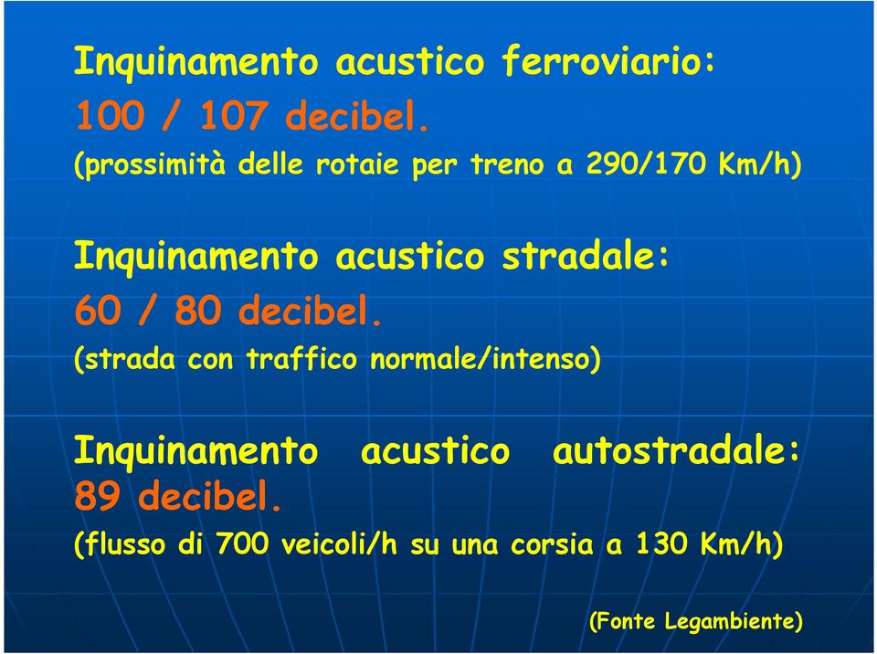 stradale: 60 / 80 decibel.