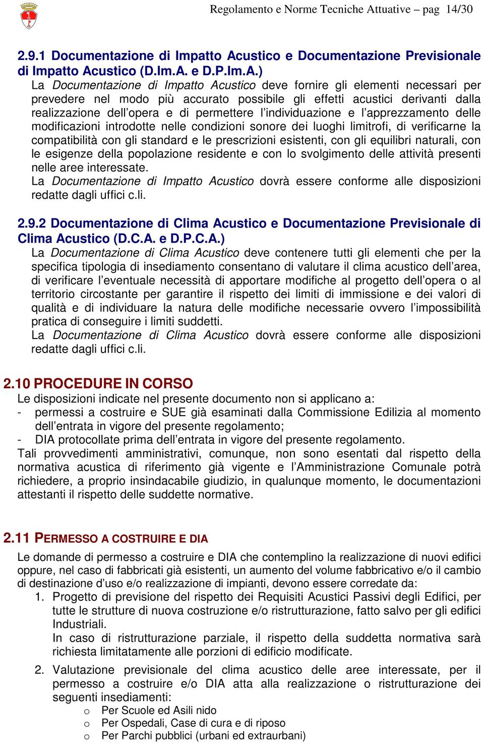 ustico e Documentazione Previsionale di Impatto Ac