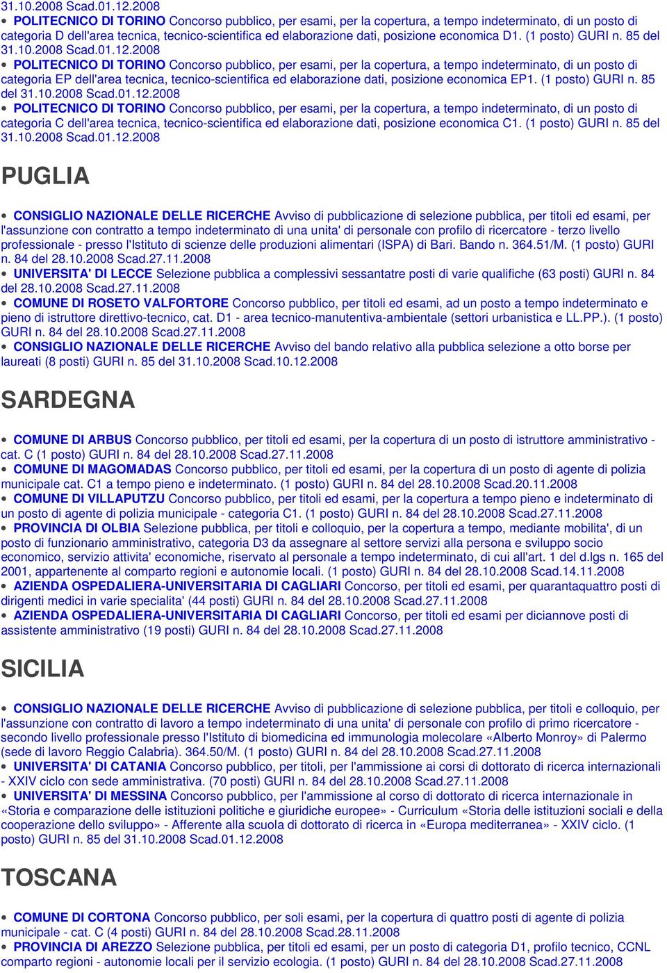 economica D1. (1 posto) GURI n.