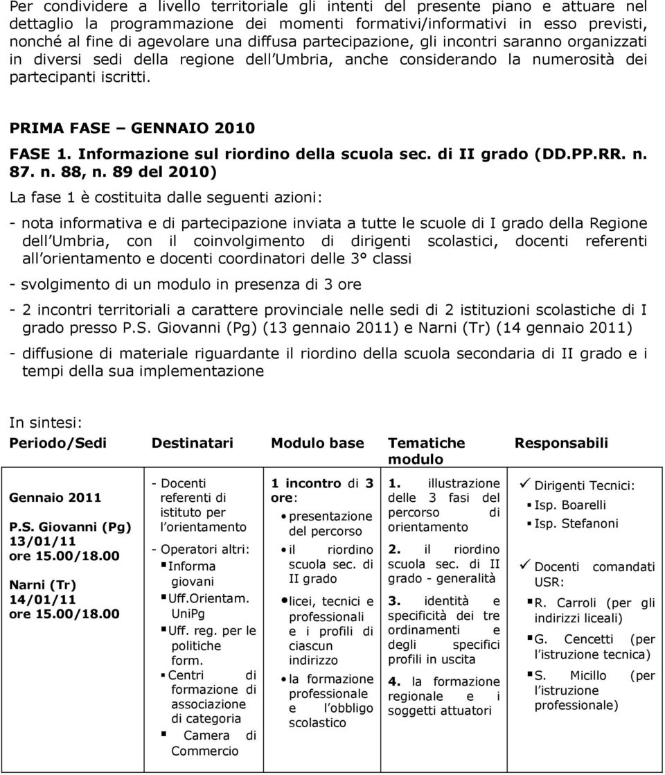 Informazione sul riordino della scuola sec. di II grado (DD.PP.RR. n. 87. n. 88, n.