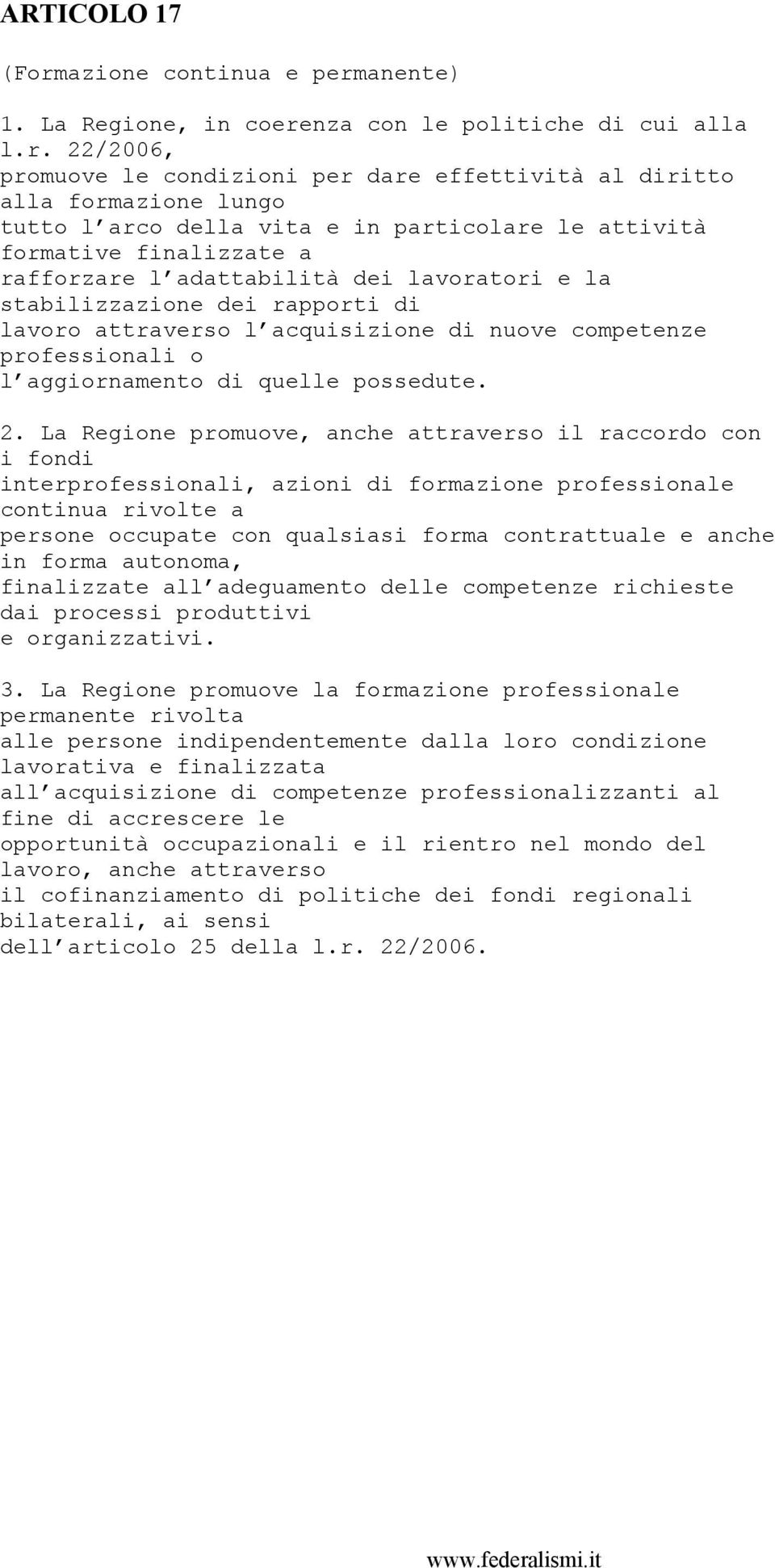 anente) 1. La Regione, in coere