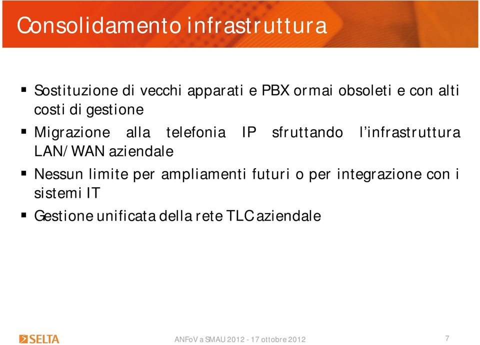 sfruttando l infrastruttura LAN/WAN aziendale Nessun limite per ampliamenti