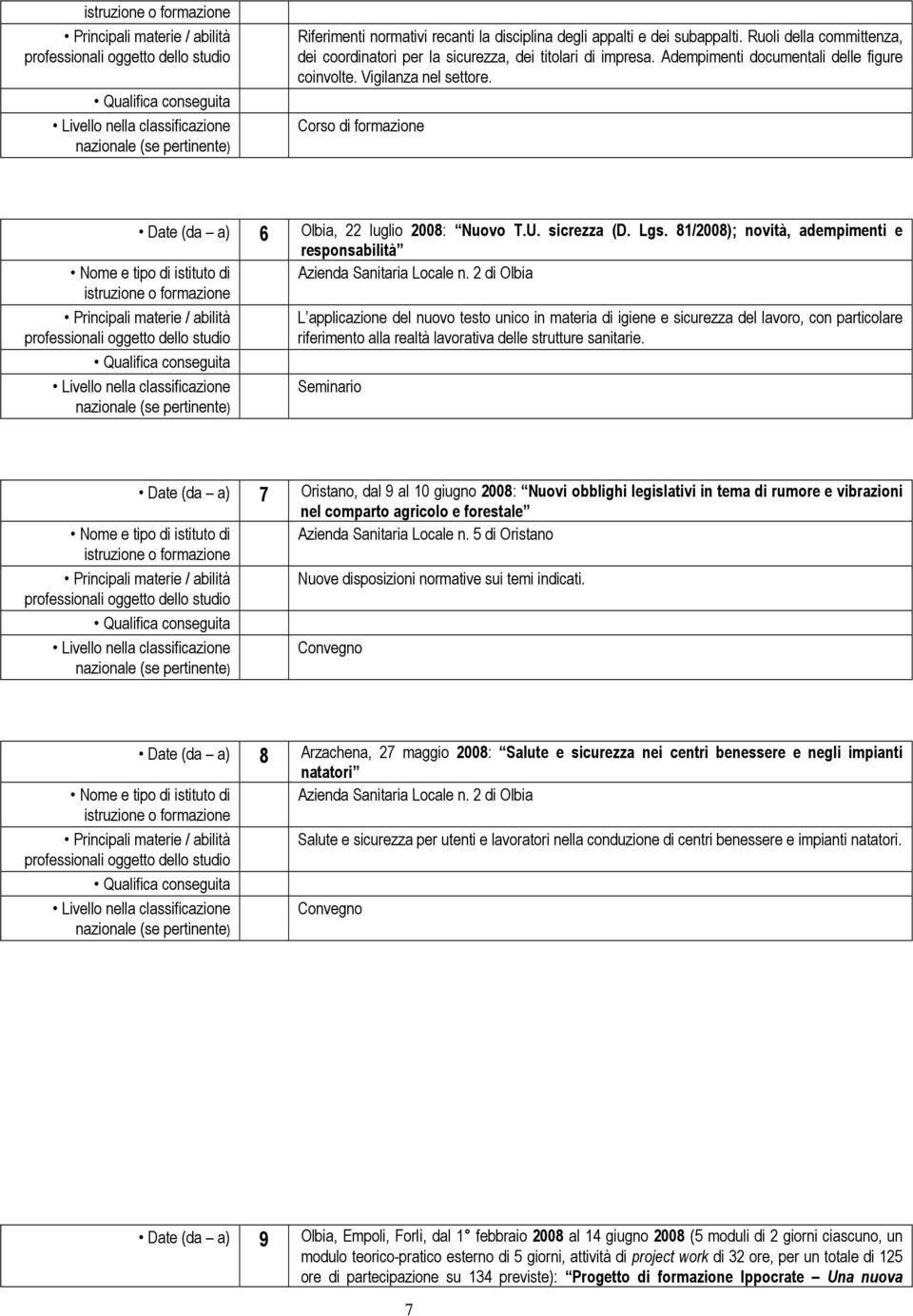 81/2008); novità, adempimenti e responsabilità Azienda Sanitaria Locale n.