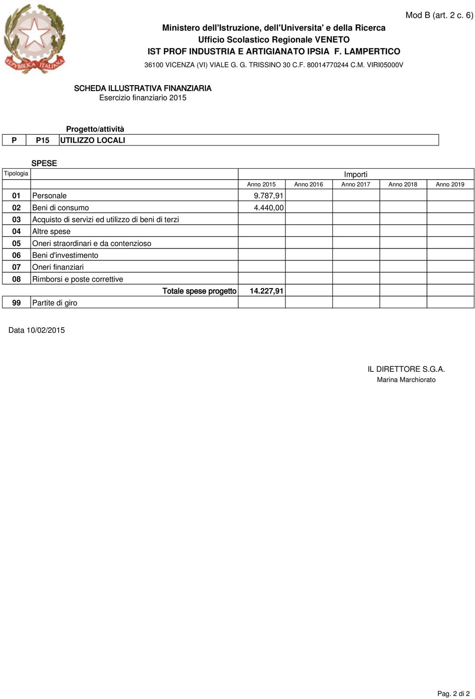 straordinari e da contenzioso 06 Beni d'investimento 07 Oneri finanziari 08 Rimborsi e