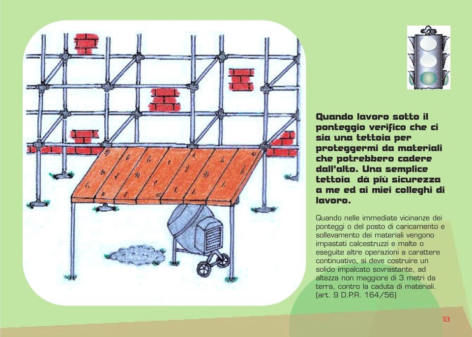 Quando nelle immediate vicinanze dei ponteggi o del posto di caricamento e sollevamento dei materiali vengono impastati calcestruzzi e