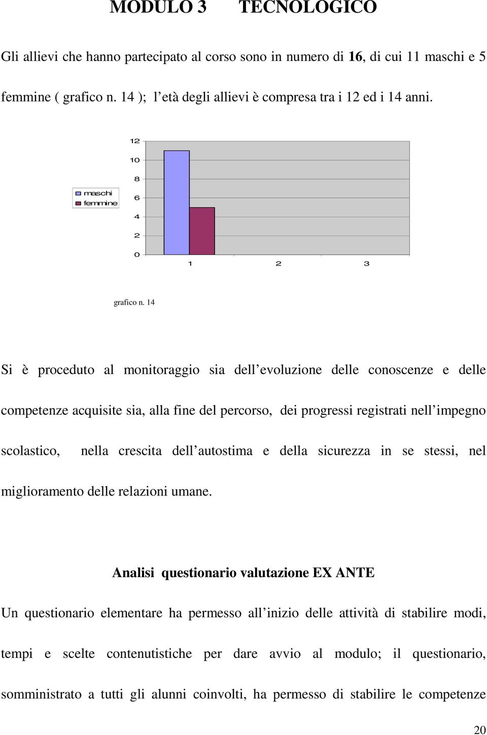 14 Si è proceduto al monitoraggio sia dell evoluzione delle conoscenze e delle competenze acquisite sia, alla fine del percorso, dei progressi registrati nell impegno scolastico, nella crescita dell