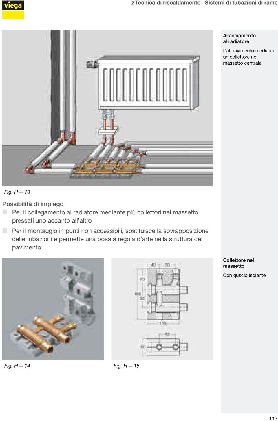 H 13 Possibilità di impiego Per il collegamento al radiatore mediante più collettori nel massetto pressati uno accanto all