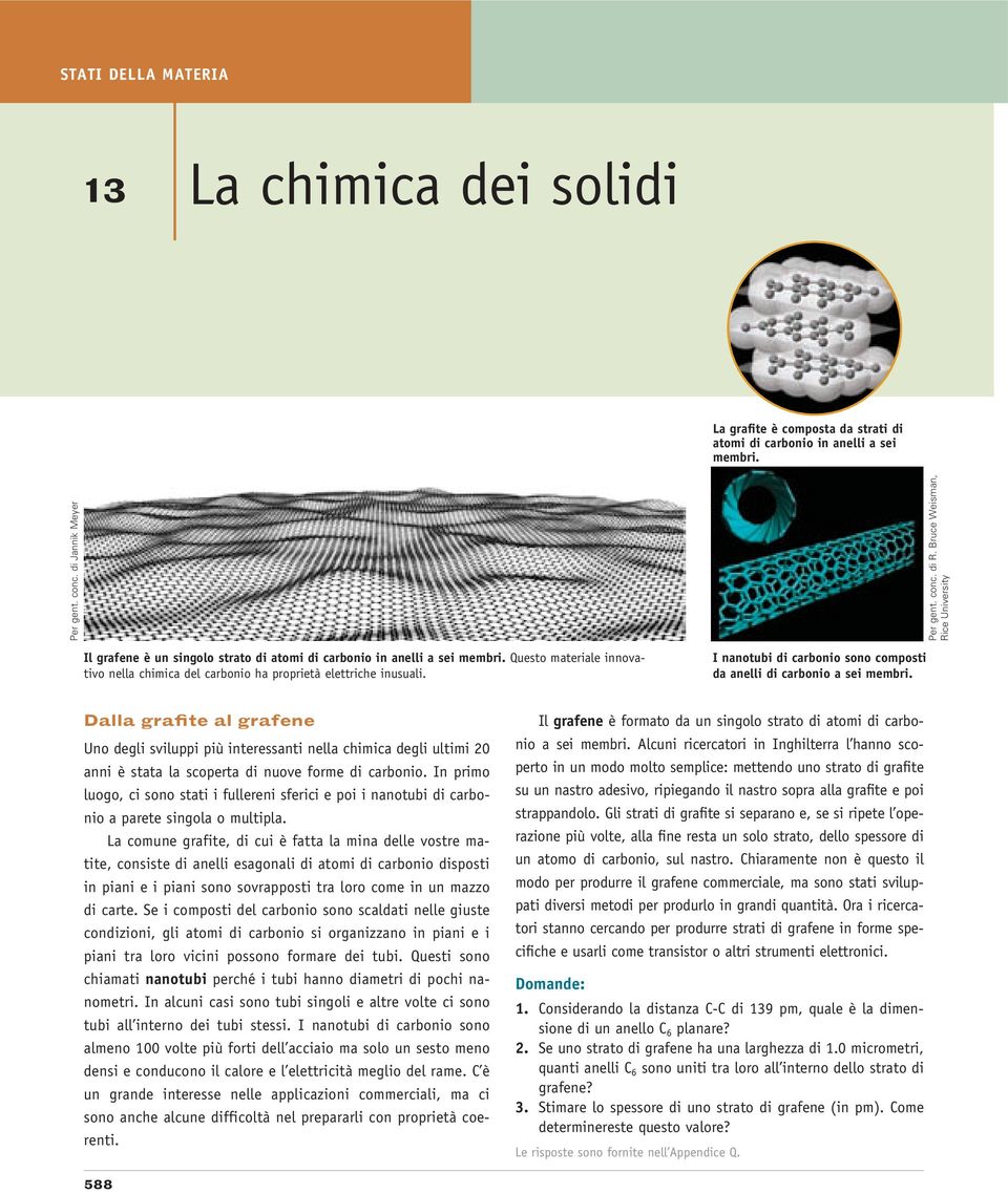 I nanotubi di carbonio sono composti da anelli di carbonio a sei membri.