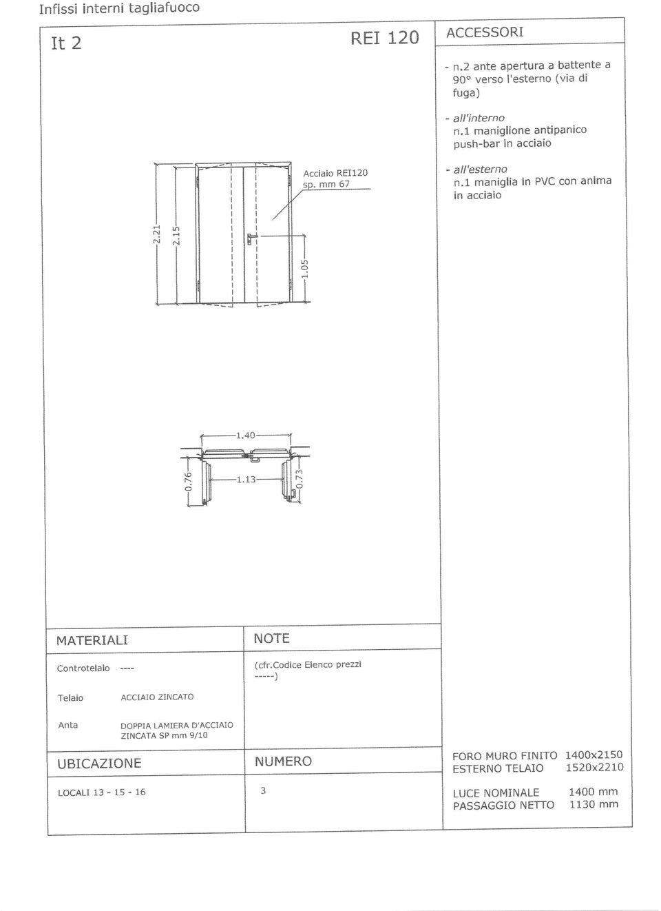 push-bar in acciaio - all'esterna n,1 maniglia in PVC con anima in acciaio {cfr.