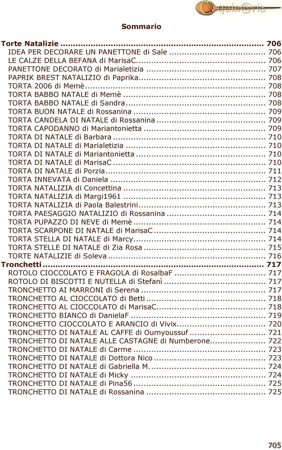 .. 709 TORTA CAPODANNO di Mariantonietta... 709 TORTA DI NATALE di Barbara... 710 TORTA DI NATALE di Marialetizia... 710 TORTA DI NATALE di Mariantonietta... 710 TORTA DI NATALE di MarisaC.