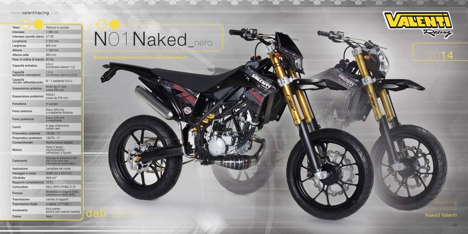 6 Lt R16V da 41 mm corsa 260 mm PAIOLI corsa da 270 mm N01Naked_nero Doppia omologazione a libretto NAKED/SCRAMBLER