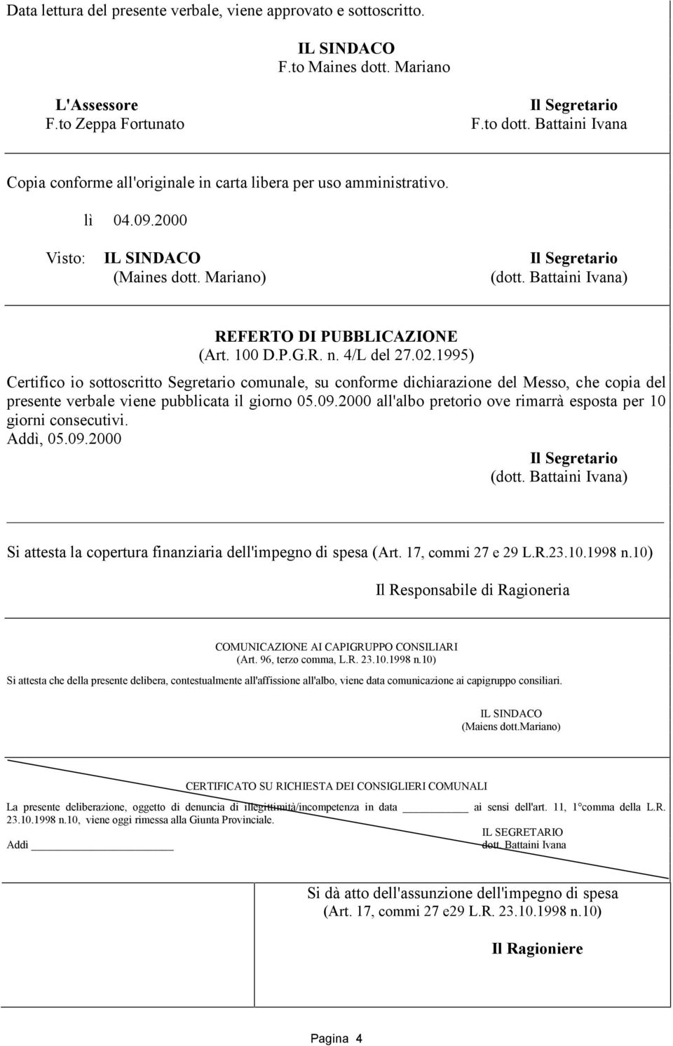 Battaini Ivana) REFERTO DI PUBBLICAZIONE (Art. 100 D.P.G.R. n. 4/L del 27.02.