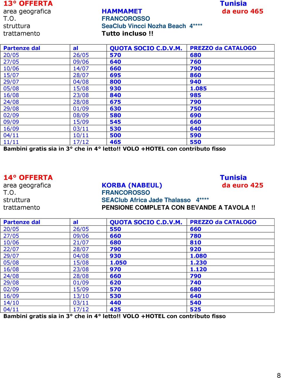 84@)+0=86)55,$$C%4,04,051+2/5,D+, (=8 /0++- 0 *-)/1,='9 FRANCOROSSO SEAClub Africa Jade Thalasso 4****, PENSIONE COMPLETA CON BEVANDE A TAVOLA!