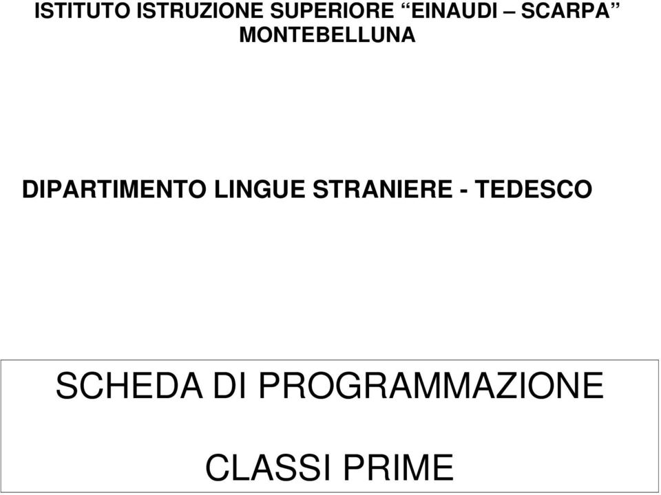 DIPARTIMENTO LINGUE STRANIERE -