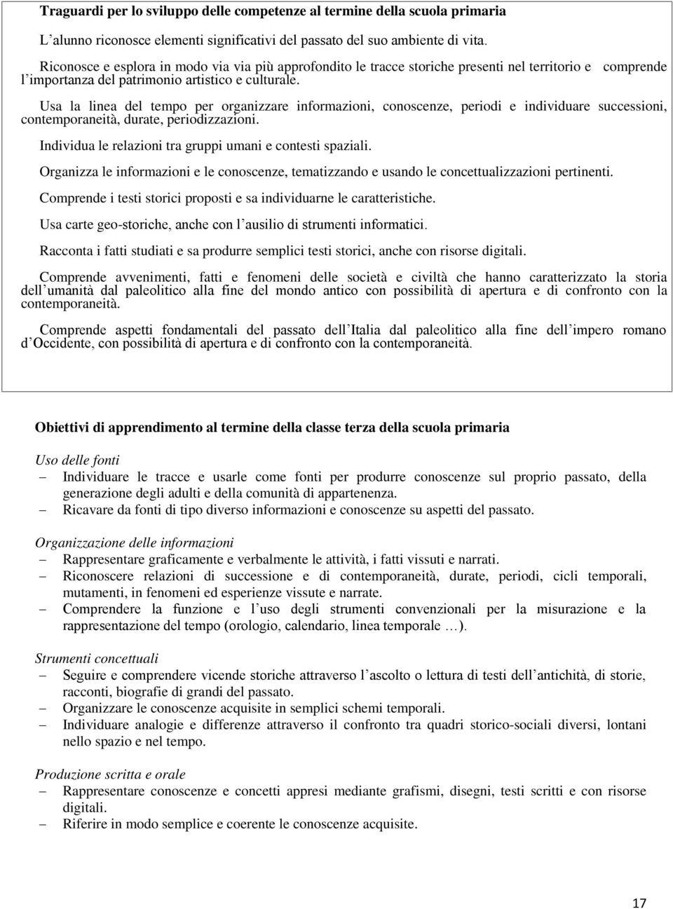 Usa la linea del tempo per organizzare informazioni, conoscenze, periodi e individuare successioni, contemporaneità, durate, periodizzazioni.