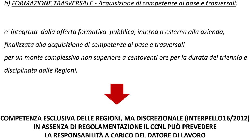 superiore a centoventi ore per la durata del triennio e disciplinata dalle Regioni.