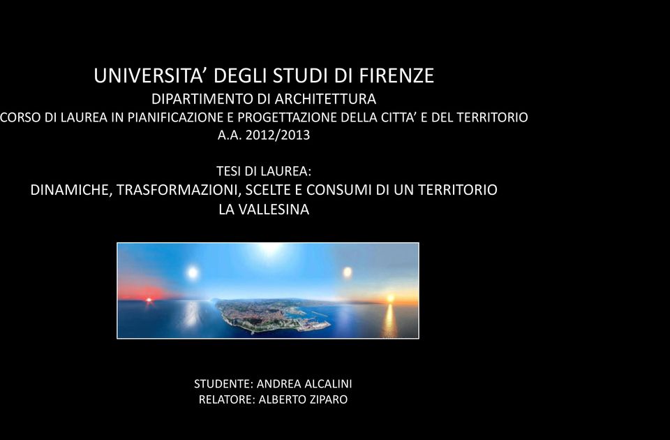 2012/2013 TESI DI LAUREA: DINAMICHE, TRASFORMAZIONI, SCELTE E CONSUMI DI