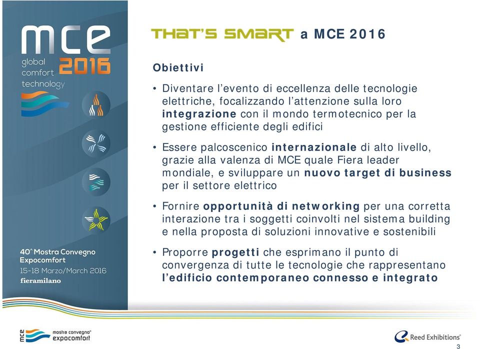 business per il settore elettrico Fornire opportunità di networking per una corretta interazione tra i soggetti coinvolti nel sistema building e nella proposta di