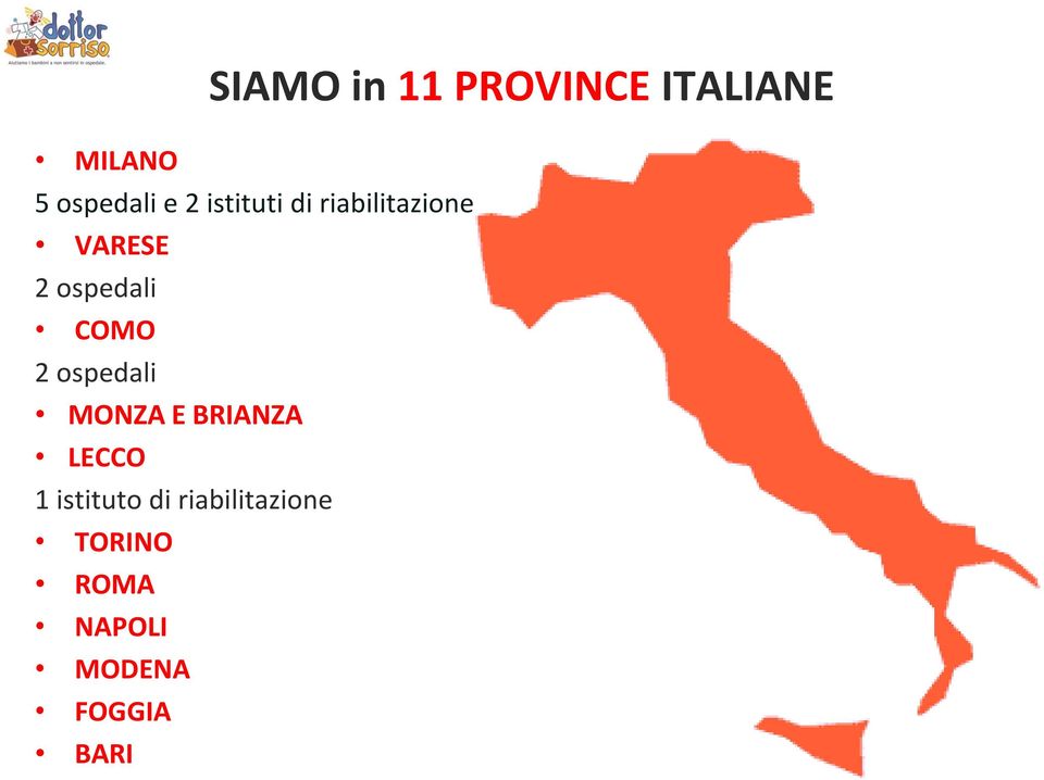 COMO 2 ospedali MONZA E BRIANZA LECCO 1 istituto