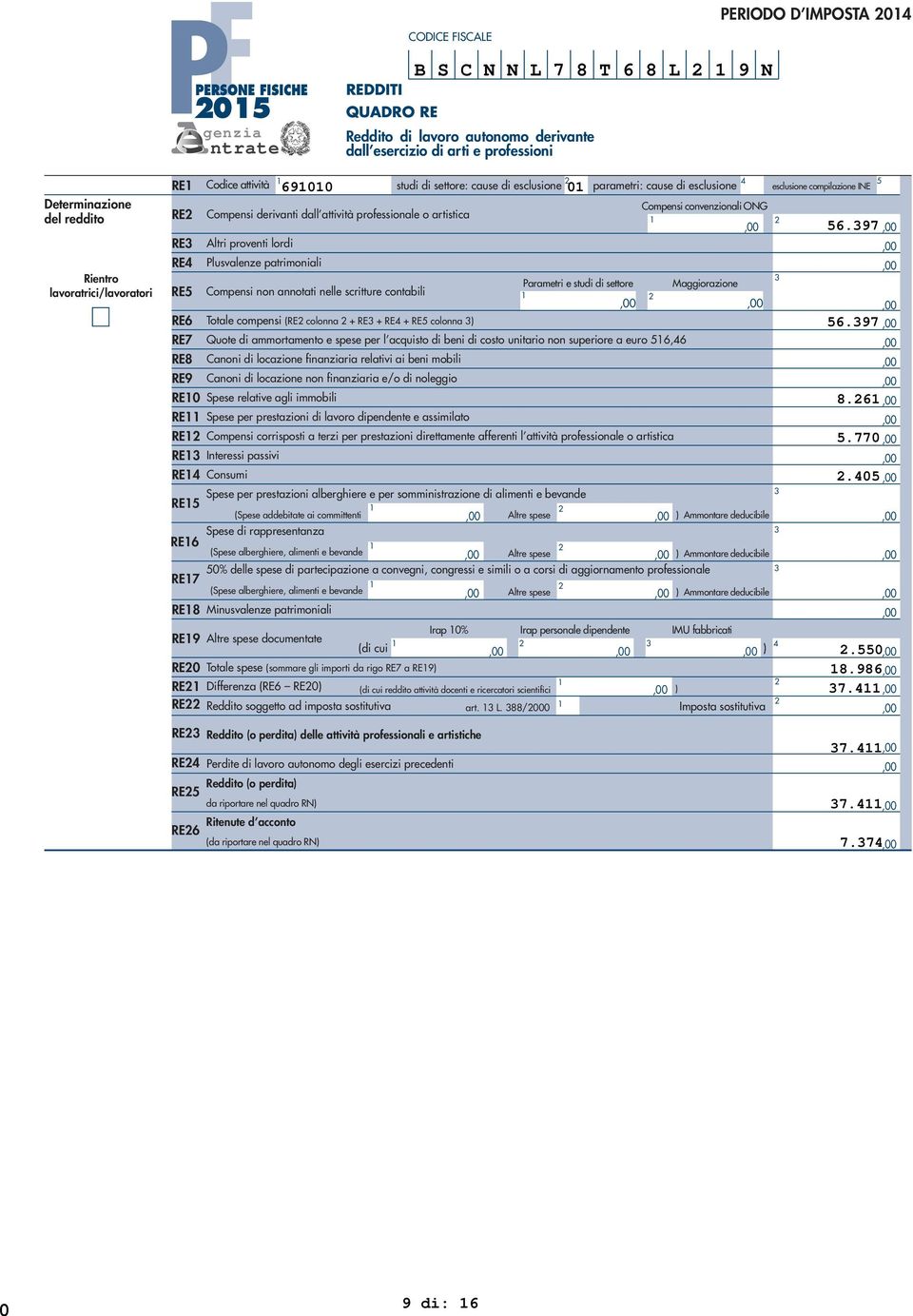 fabbricati (di cui ).0 RE0 Totale spese (sommare gli importi da rigo RE a RE). RE Differenza (RE RE0) (di cui reddito attività docenti e ricercatori scientifici ).