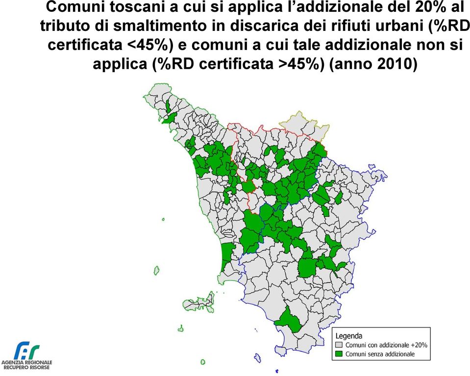 urbani (%RD certificata <45%) e comuni a cui tale