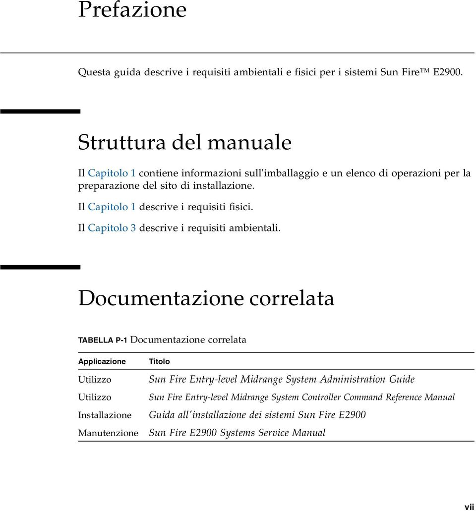 Il Capitolo 1 descrive i requisiti fisici. Il Capitolo 3 descrive i requisiti ambientali.