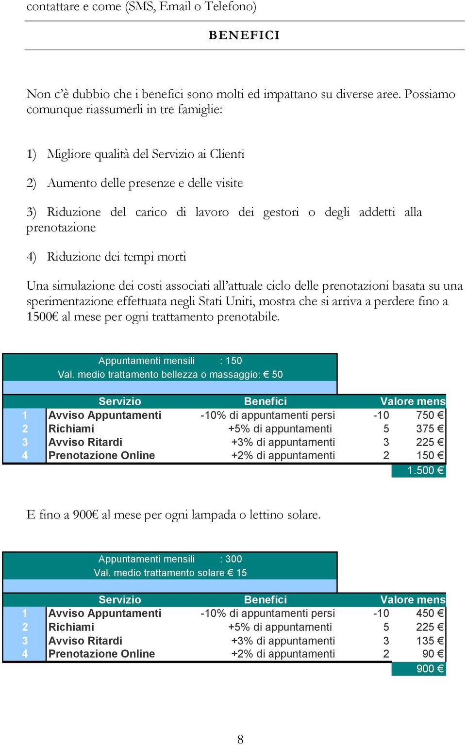 prenotazione 4) Riduzione dei tempi morti Una simulazione dei costi associati all attuale ciclo delle prenotazioni basata su una sperimentazione effettuata negli Stati Uniti, mostra che si arriva a