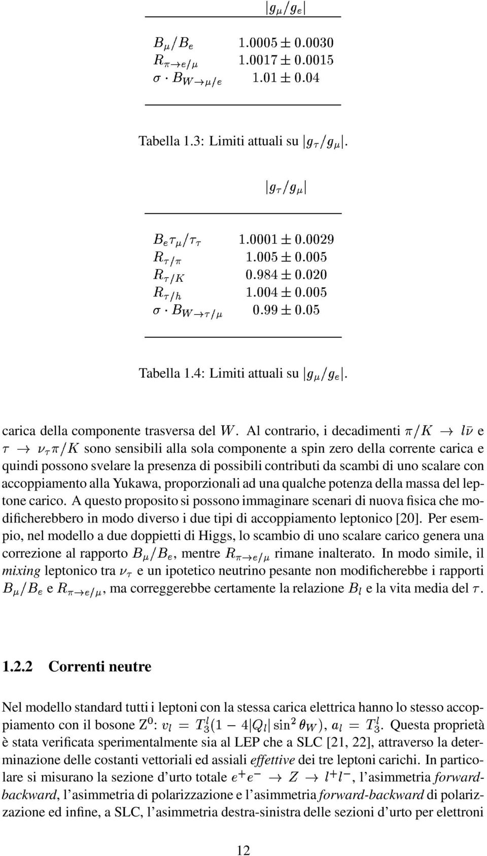 carico A questo proposito si possono immaginare scenari di nuova fisica che modificherebbero in modo diverso i due tipi di accoppiamento leptonico [2] Per esempio, nel modello a due doppietti di