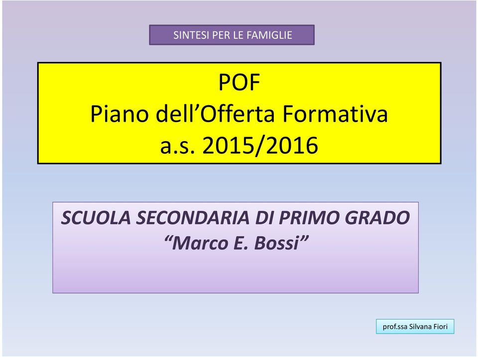 2015/2016 SCUOLA SECONDARIA DI