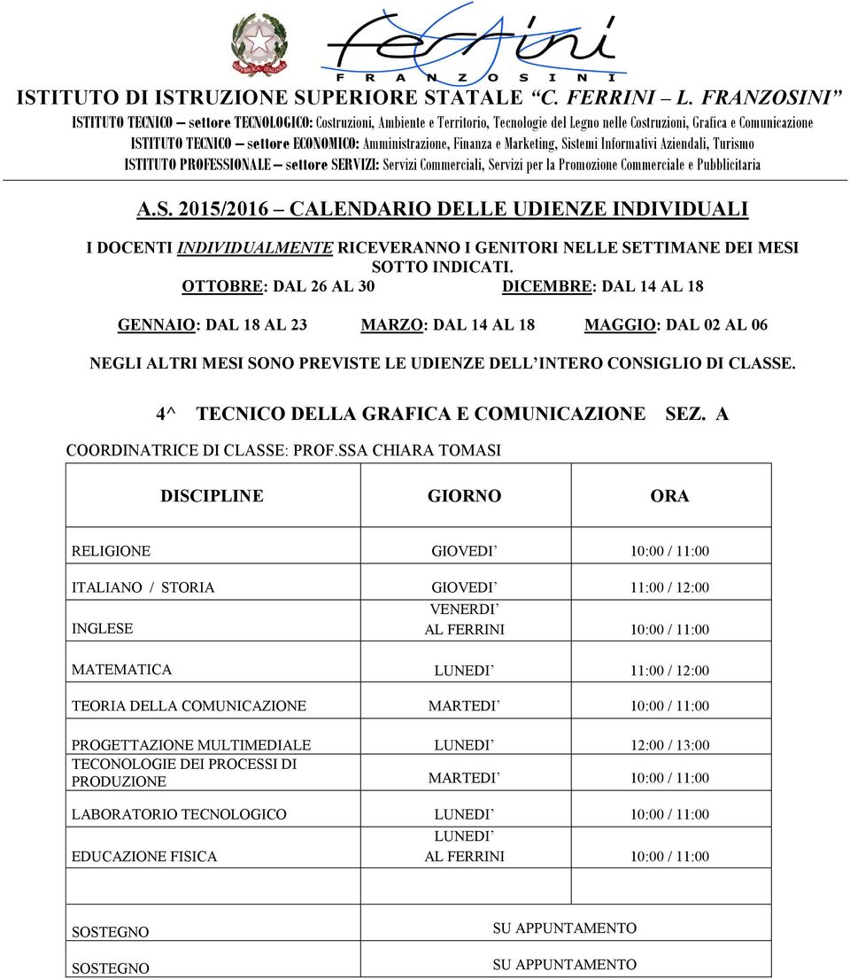 COMUNICAZIONE MARTEDI 10:00 / 11:00 PROGETTAZIONE