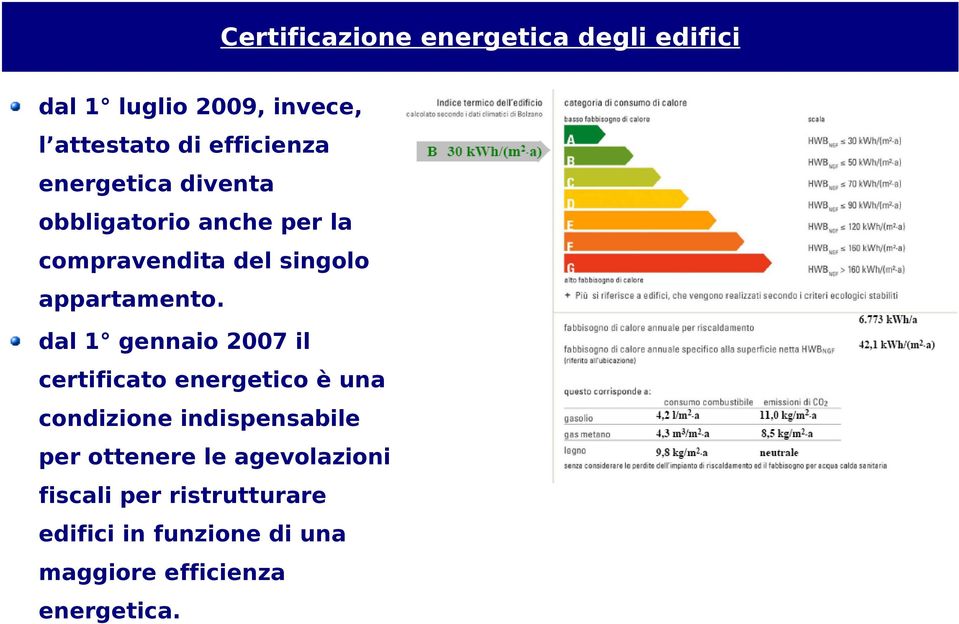 dal 1 gennaio 2007 il certificato energetico è una condizione indispensabile per ottenere le