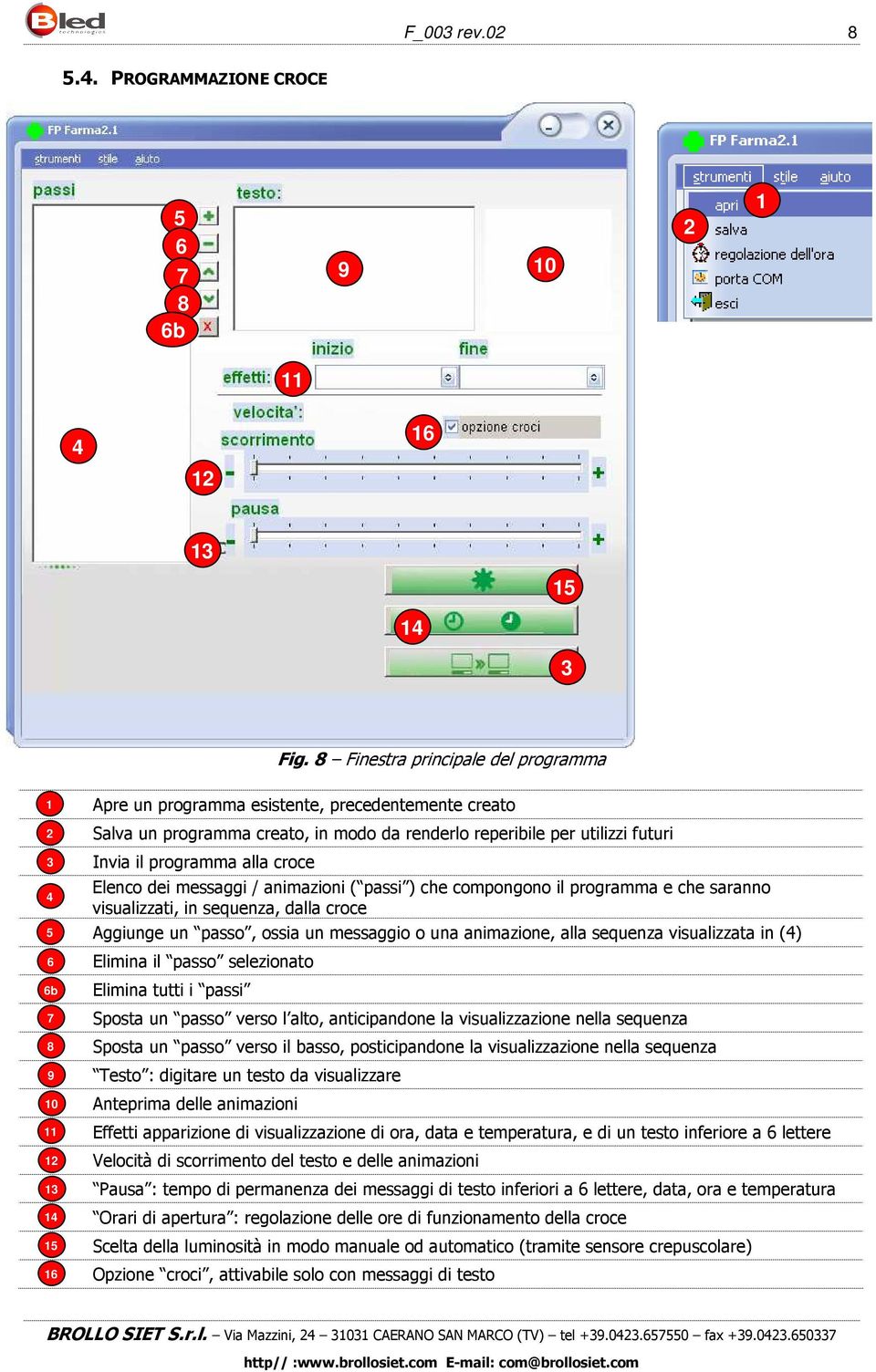 utilizzi futuri Invia il programma alla croce Elenco dei messaggi / animazioni ( passi ) che compongono il programma e che saranno visualizzati, in sequenza, dalla croce Aggiunge un passo, ossia un