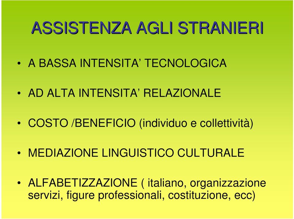 collettività) MEDIAZIONE LINGUISTICO CULTURALE ALFABETIZZAZIONE