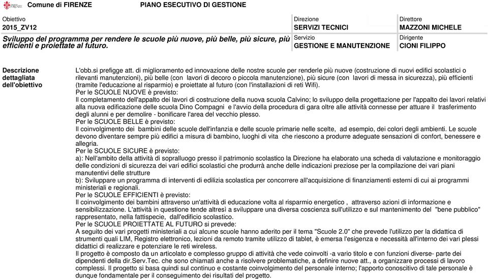 più sicure (con lavori di messa in sicurezza), più efficienti (tramite l'educazione al risparmio) e proiettate al futuro (con l'installazioni di reti Wifi).