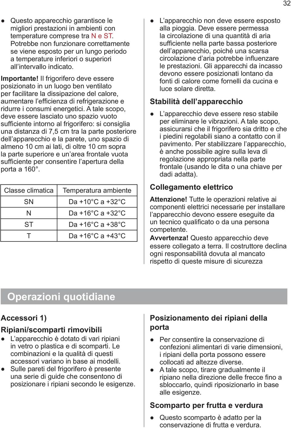 Il frigorifero deve essere posizionato in un luogo ben ventilato per facilitare la dissipazione del calore, ridurre i consumi energetici.