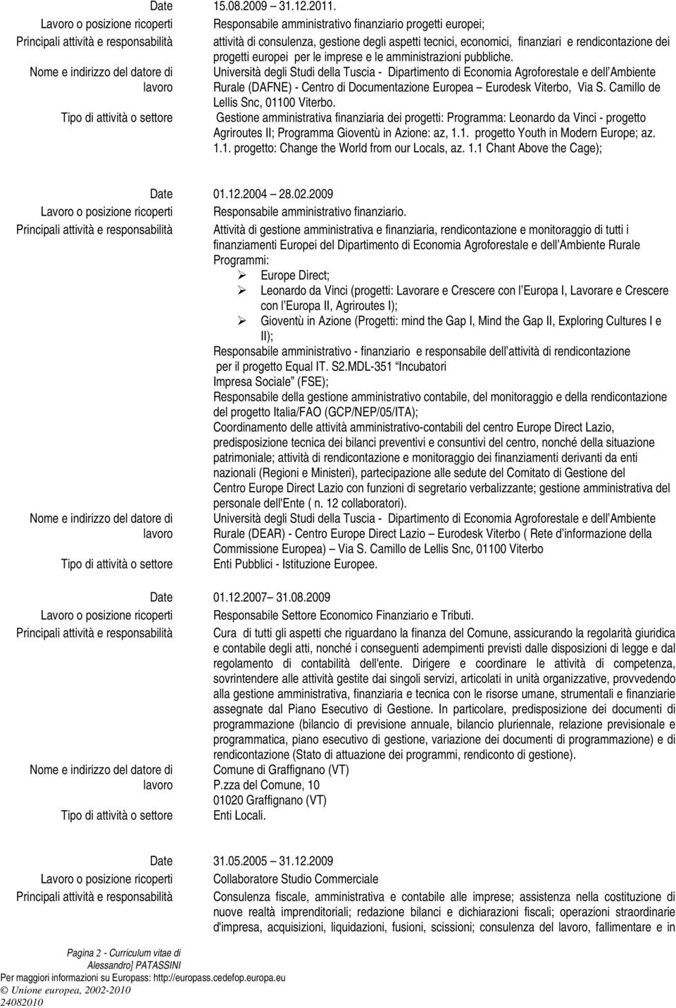 Economia Agroforestale e dell Ambiente Rurale (DAFNE) - Centro di Documentazione Europea Eurodesk Viterbo, Via S Camillo de Lellis Snc, 01100 Viterbo Tipo di attività o settore Gestione