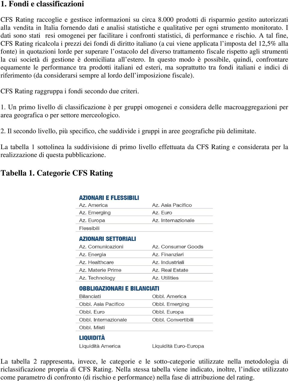 I dati sono stati resi omogenei per facilitare i confronti statistici, di performance e rischio.