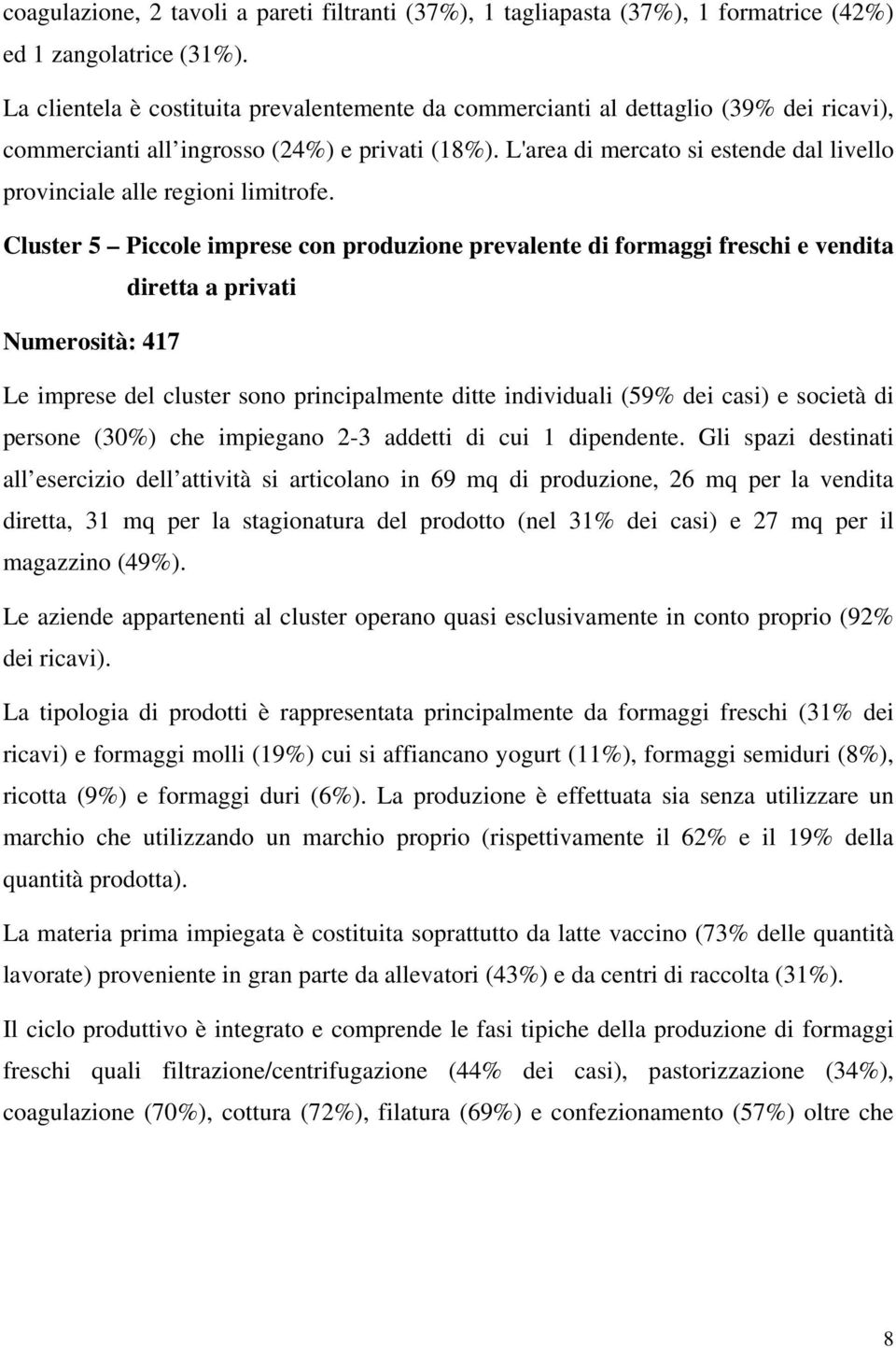 L'area di mercato si estende dal livello provinciale alle regioni limitrofe.