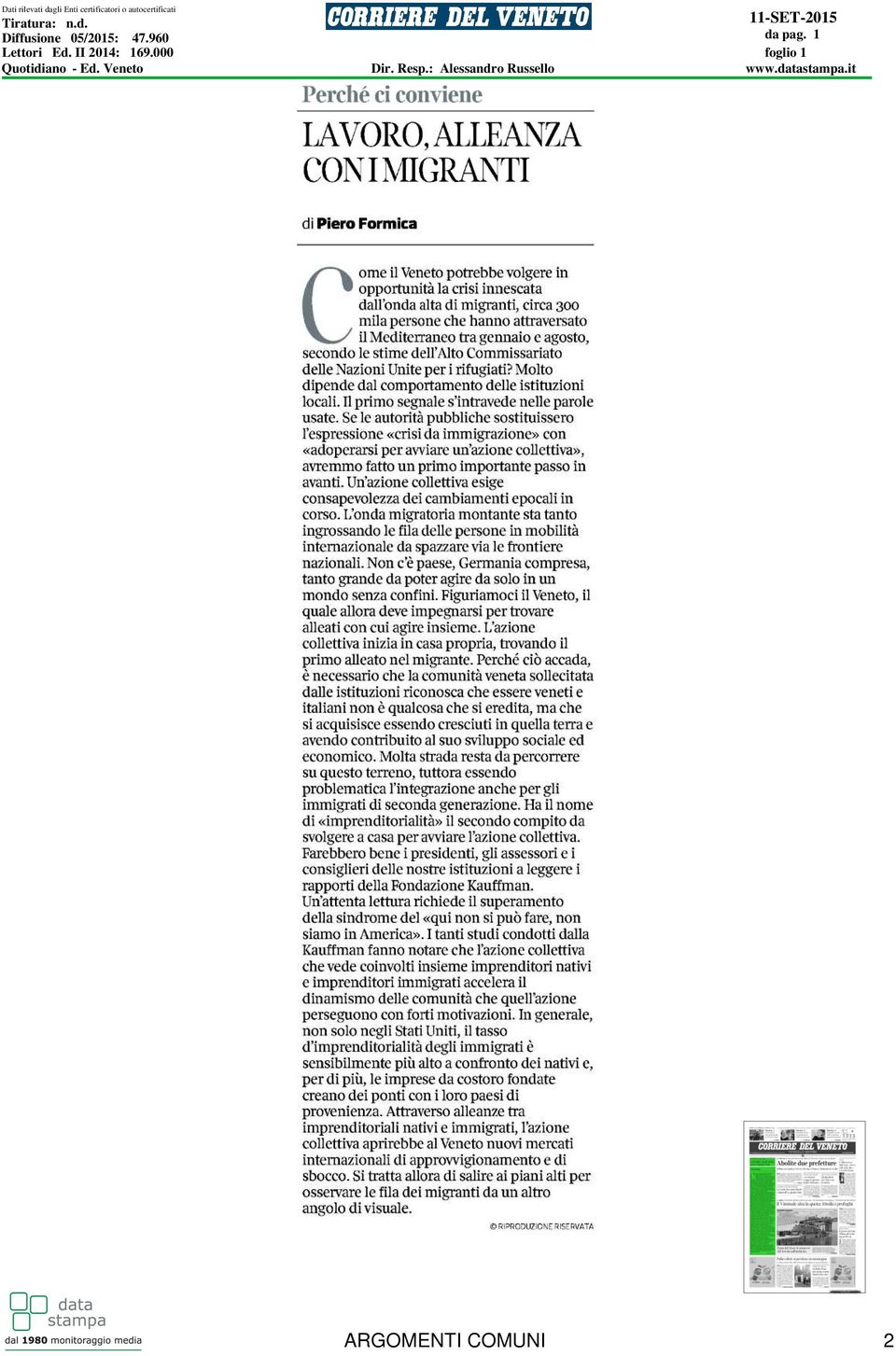 000 Quotidiano - Ed. Veneto Dir. Resp.