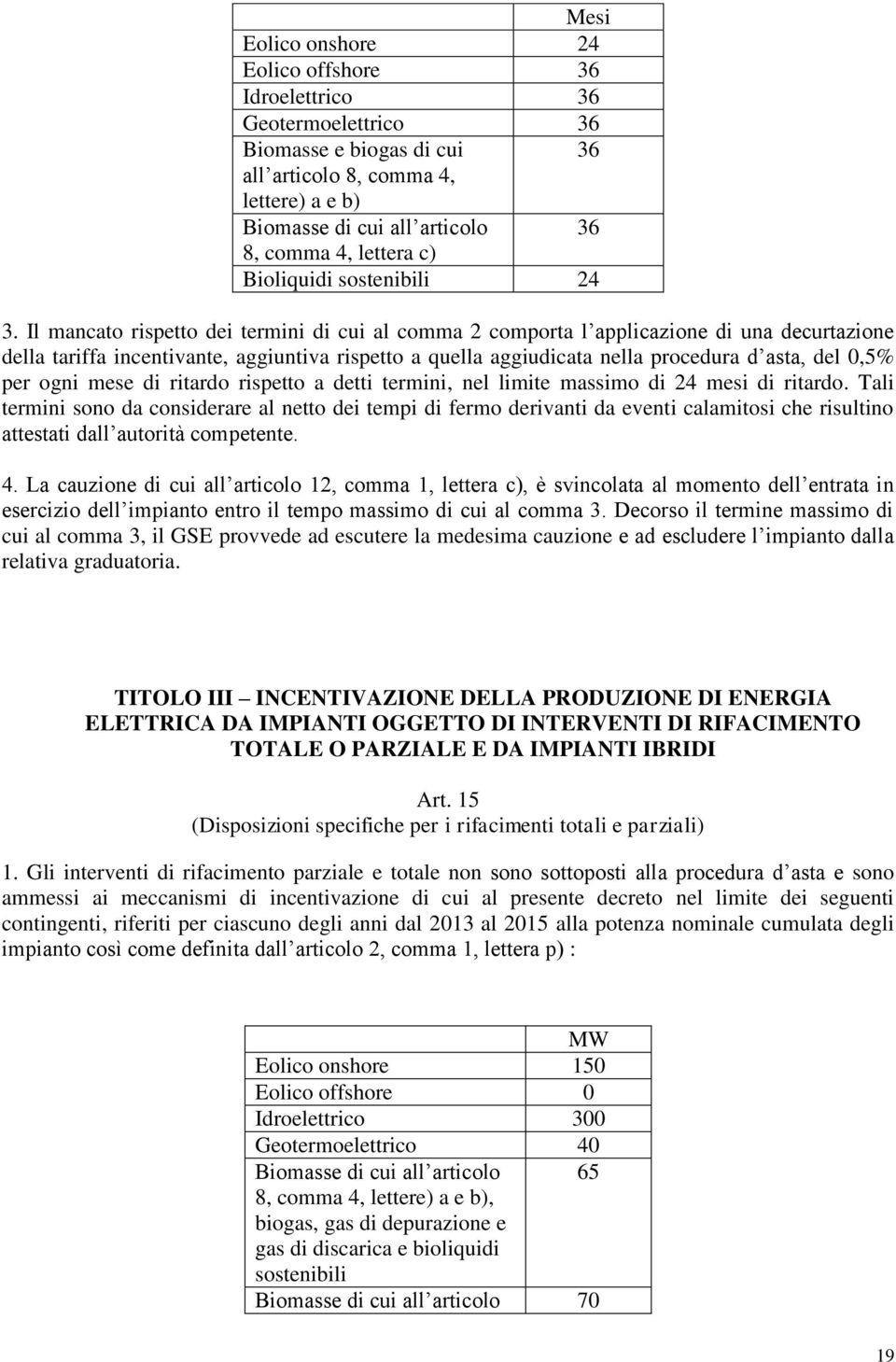 Il mancato rispetto dei termini di cui al comma 2 comporta l applicazione di una decurtazione della tariffa incentivante, aggiuntiva rispetto a quella aggiudicata nella procedura d asta, del 0,5% per