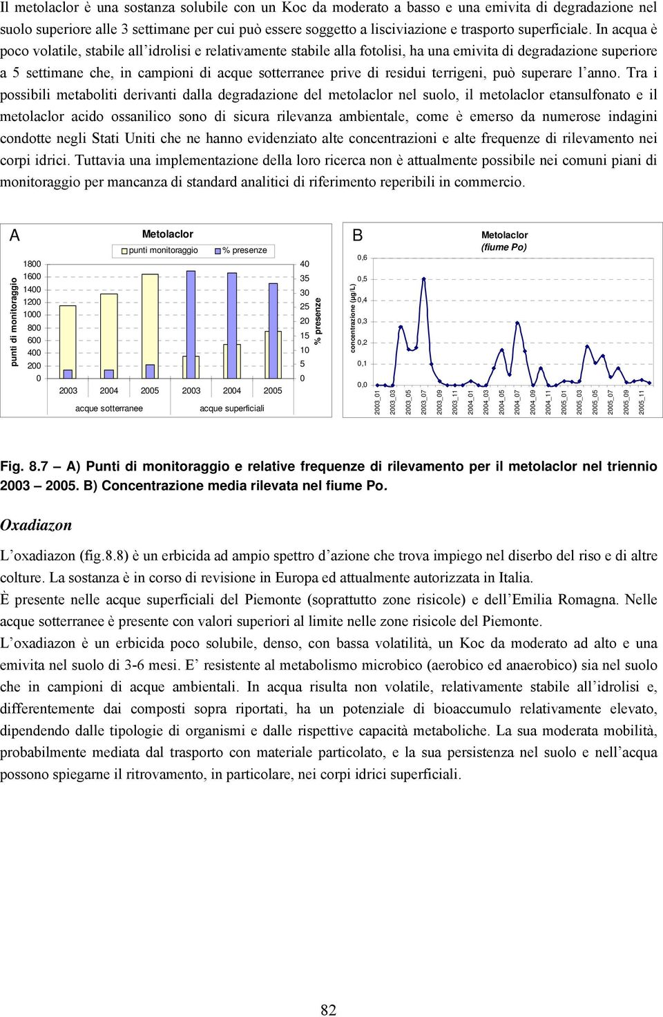 In acqua è poco volatile, stabile all idrolisi e relativamente stabile alla fotolisi, ha una emivita di degradazione superiore a 5 settimane che, in campioni di acque sotterranee prive di residui