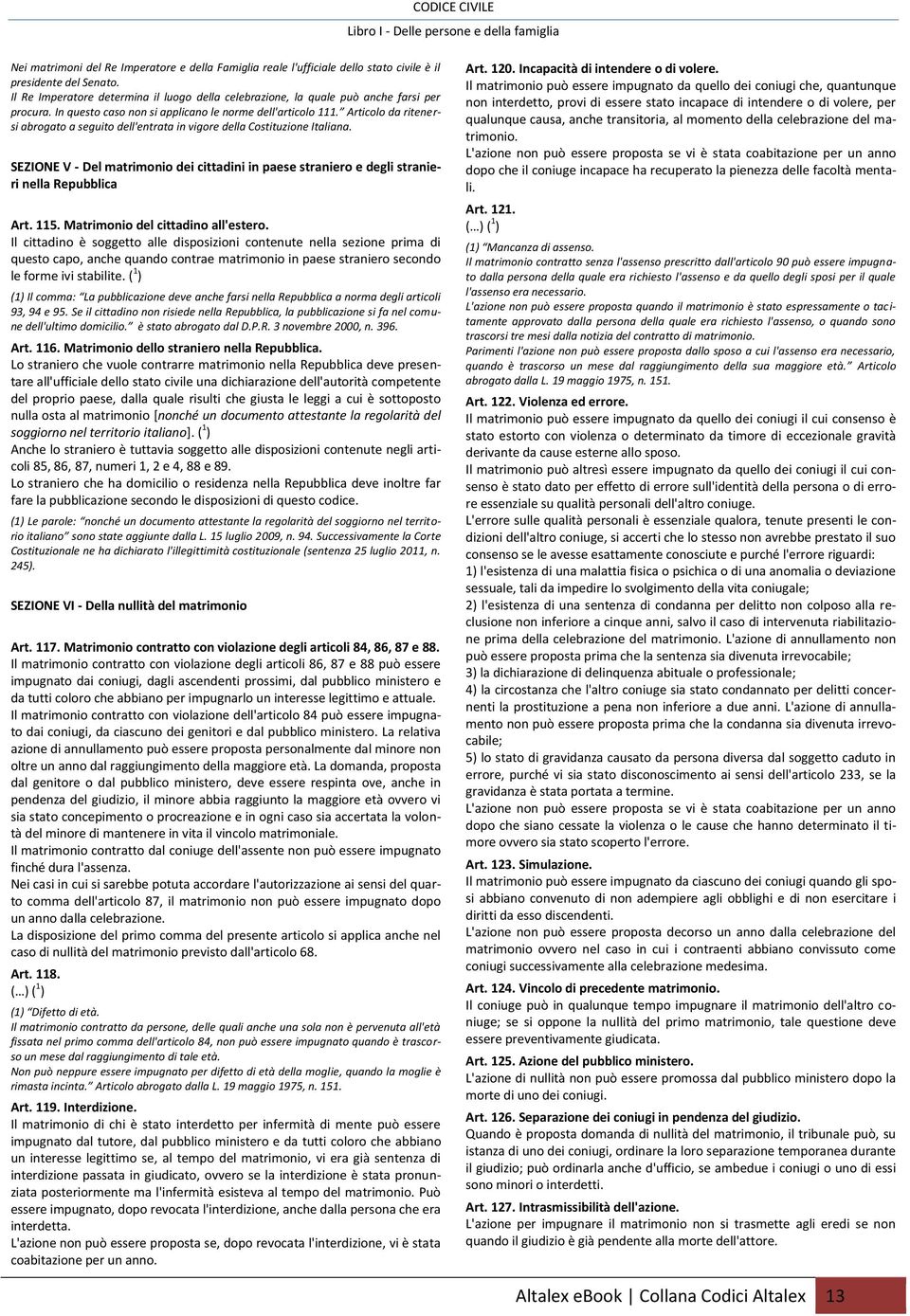 Articolo da ritenersi abrogato a seguito dell'entrata in vigore della Costituzione Italiana. SEZIONE V - Del matrimonio dei cittadini in paese straniero e degli stranieri nella Repubblica Art. 115.